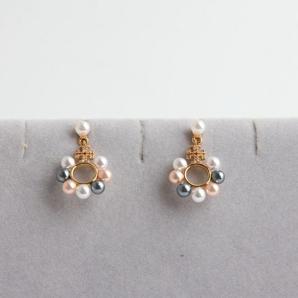 BRAND NEW TORY BURCH KIRA MULTI COLOR PEARL DROP EARRING - Picture 1 of 5